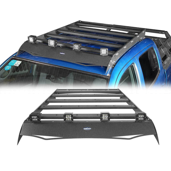 Roof Rack w/LED Lights Support Shark Fin Antenna(05-22 Toyota Tacoma 4 Doors Double Cab Gen 2/3)-LandShaker