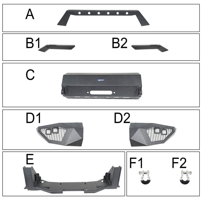 Front Bumper & Rear Bumper & Roll Bar Bed Rack for 2014-2021 Toyota Tundra b5000+b5002+b5006 25