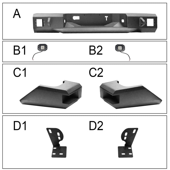 Tundra Full Width Rear Bumper for 2014-2021 Toyota Tundra b5002+b5003 17