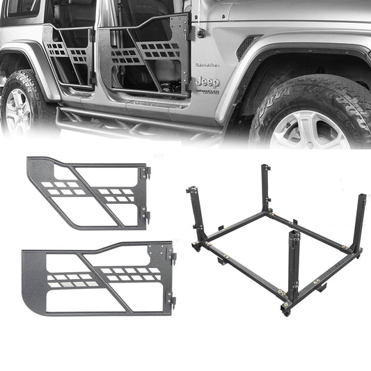 Tubular Door & Rock Crawler Door Storage(20-25 Jeep Gladiator JT & 18-25 Jeep Wrangler JL)-LandShaker