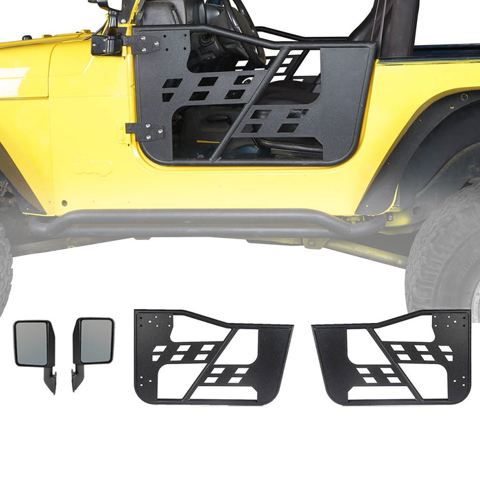 Rock Crawler Tubular Door Guards w/Side Mirrors(97-06 Jeep Wrangler TJ)-LandShaker