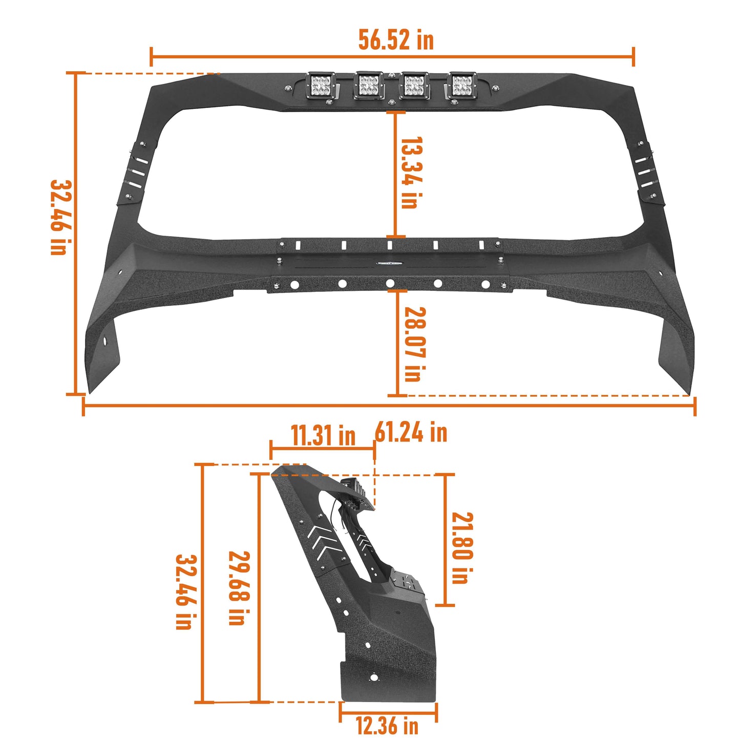 Windshield Frame Cover Visor Cowl Armor w/Lights(97-06 Jeep Wrangler TJ)-LandShaker