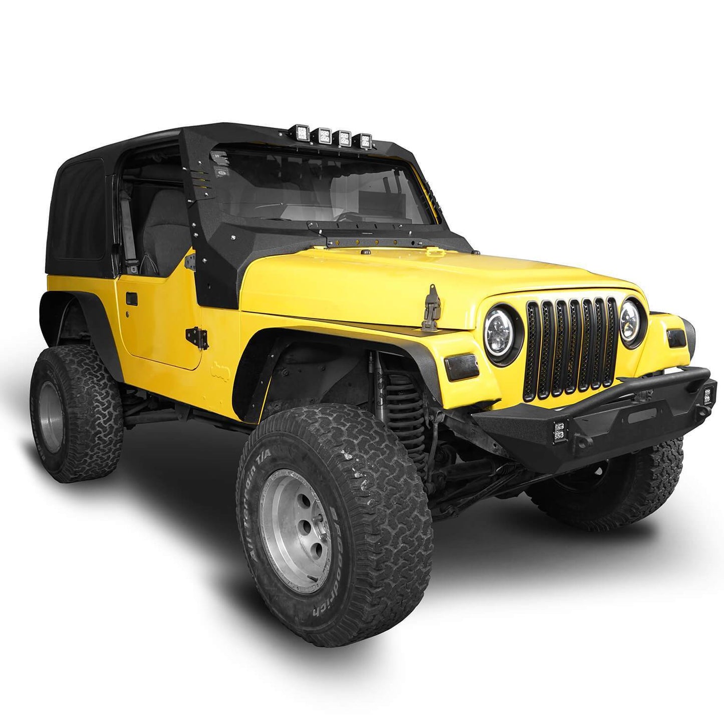 Windshield Frame Cover Visor Cowl Armor w/Lights(97-06 Jeep Wrangler TJ)-LandShaker