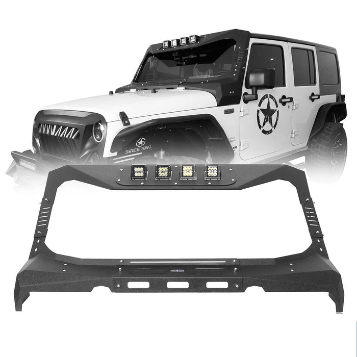 Windshield Frame Cover Visor Roof Sun Visor Cowl Body Armor(07-18 Jeep Wrangler JK)-LandShaker